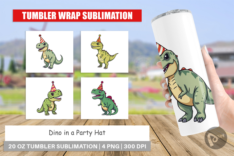 Tumbler Party Hat Dino