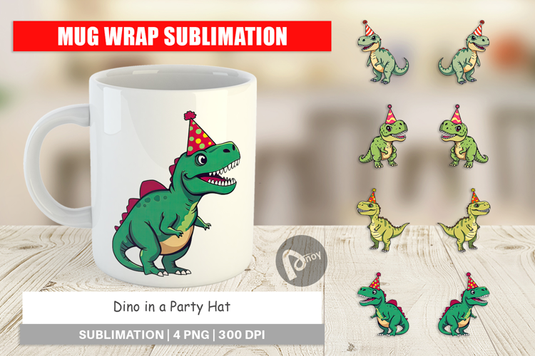 Mug Wrap Party Hat Dino