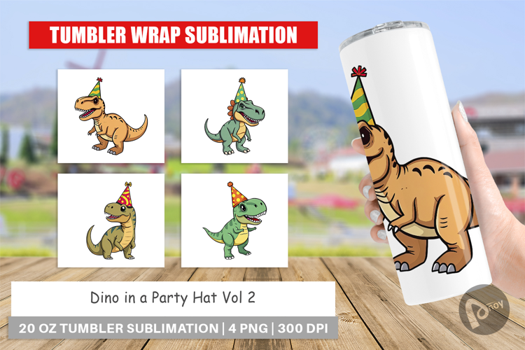 Tumbler Party Hat Dino