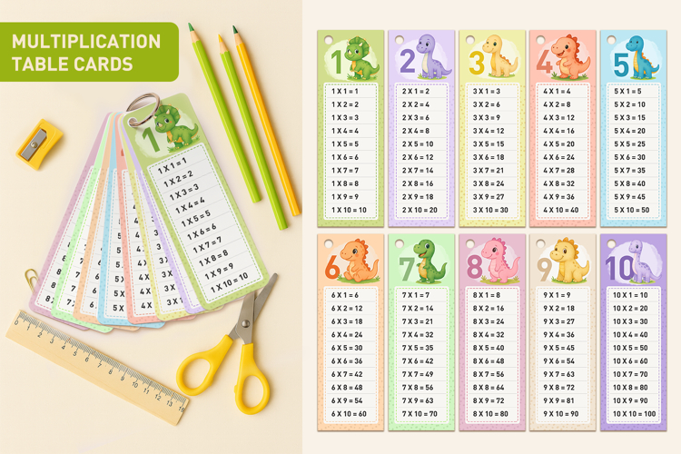 Back to School Multiplication Cards, math cards,