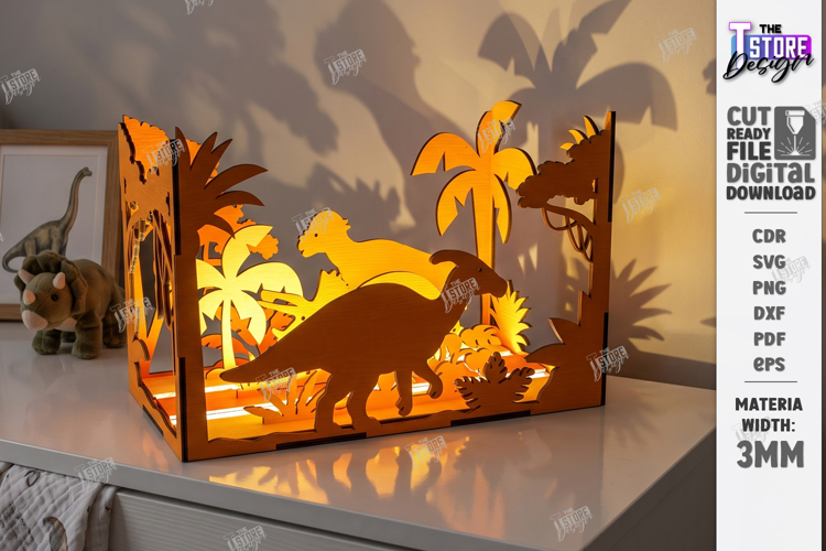 Dino Shadowbox Laser Cut | Dinosaur Light Box | kKids Laser