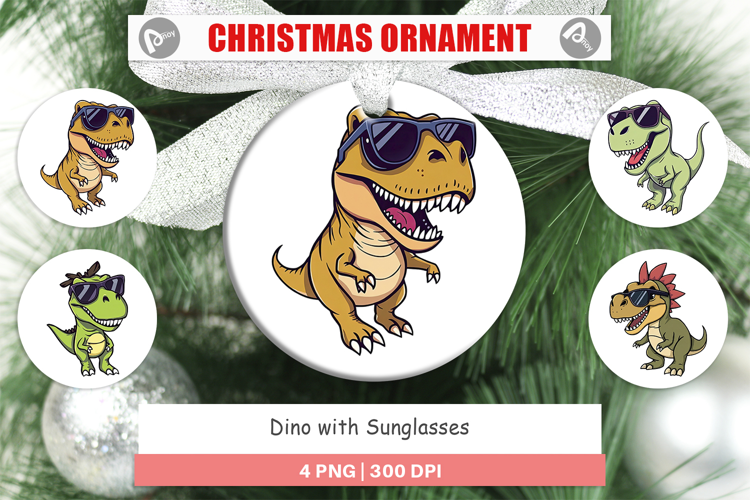 Ornament Dino with Sunglasses