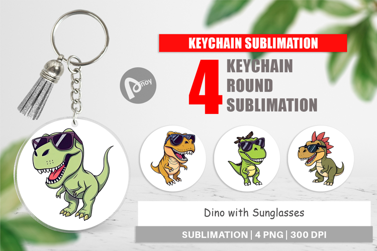 Keychain Dino with Sunglasses