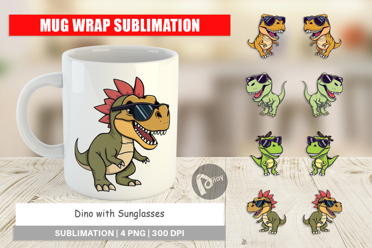 Mug Wrap Dino with Sunglasses