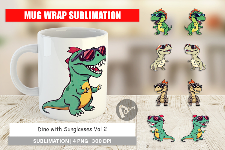 Mug Wrap Dino with Sunglasses