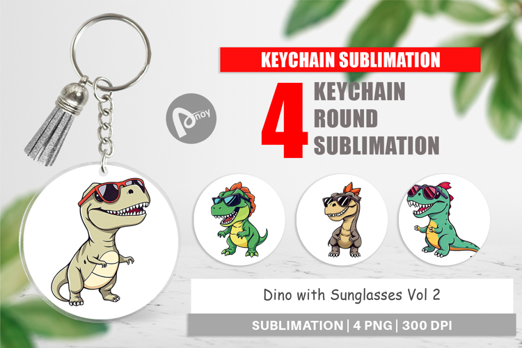 Keychain Dino with Sunglasses