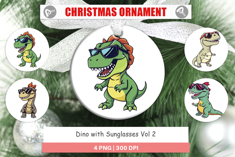 Ornament Dino with Sunglasses