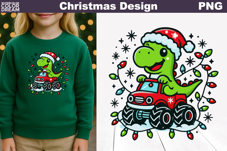 Dinosaur Christmas Clipart | T Rex Christmas Sublimation