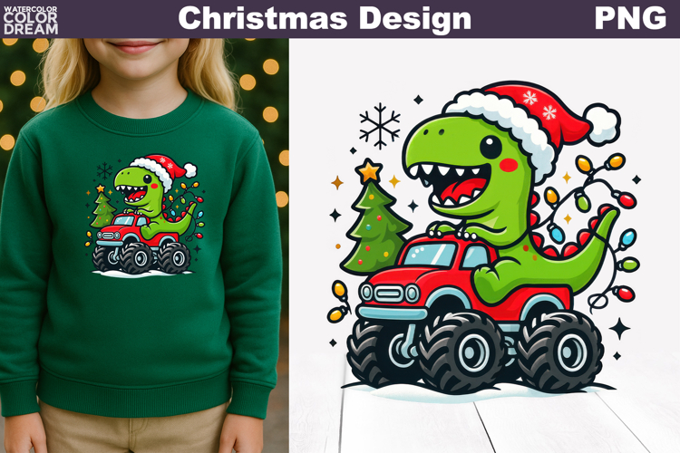 Dinosaur Christmas Clipart | T Rex Christmas Sublimation