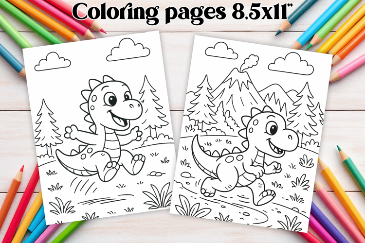 Cute dinosaur coloring page PNG | Coloring book for kids PNG