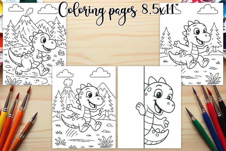 Cute dinosaur coloring page PNG | Coloring book for kids PNG