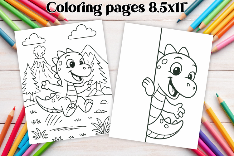 Cute dinosaur coloring page PNG | Coloring book for kids PNG