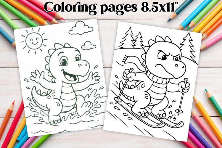 Cute dinosaur coloring page PNG | Coloring book for kids PNG