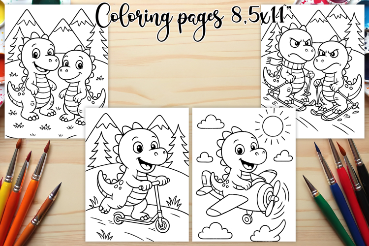 Cute dinosaur coloring page PNG | Coloring book for kids PNG