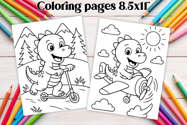Cute dinosaur coloring page PNG | Coloring book for kids PNG