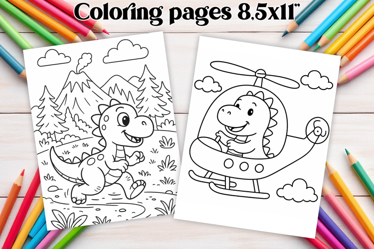 Cute dinosaur coloring page PNG | Coloring book for kids PNG
