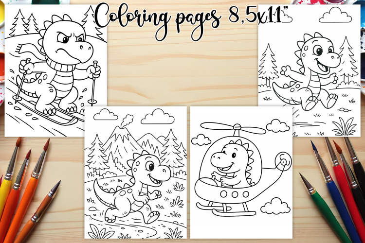 Cute dinosaur coloring page PNG | Coloring book for kids PNG