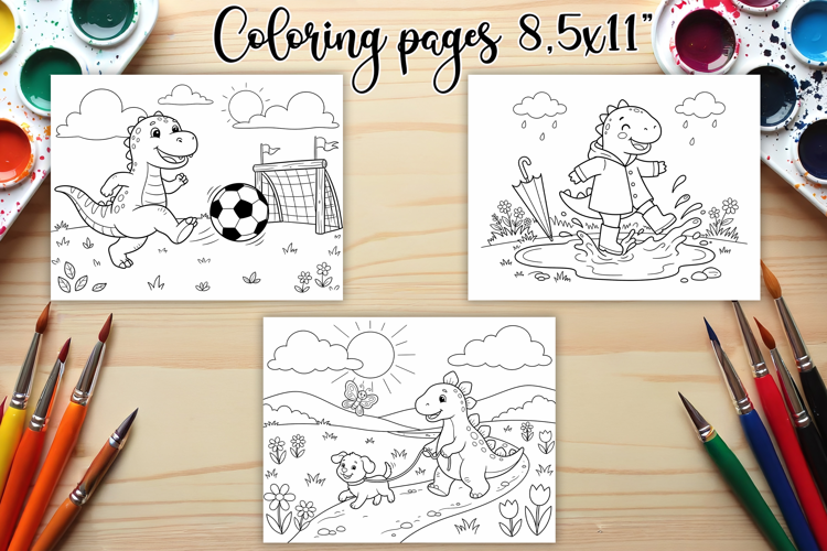 Cute Dinosaur Outdoor Fun Coloring Pages