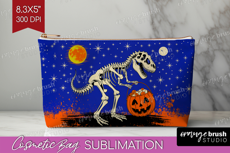 Dinosaur Halloween Cosmetic Bag Spooky Season Makeup Bag PNG
