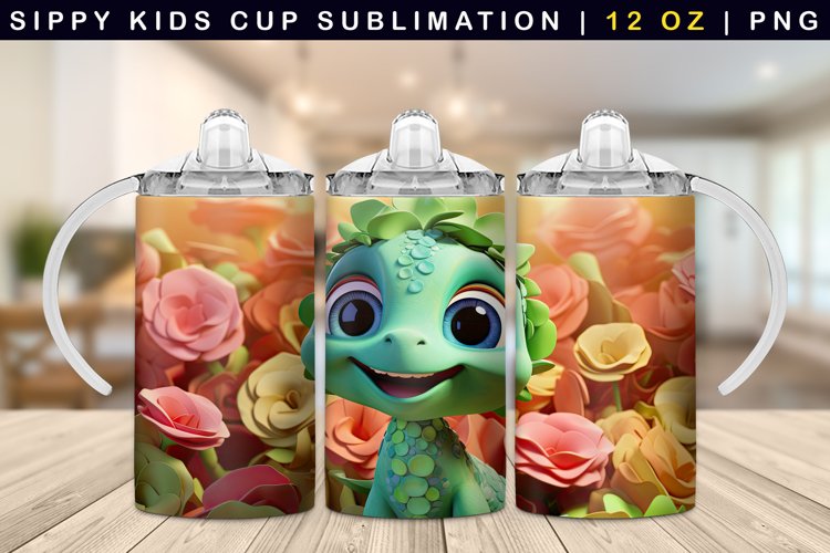 Baby Dinosaur Sippy Cup Sublimation Wrap 12 Oz