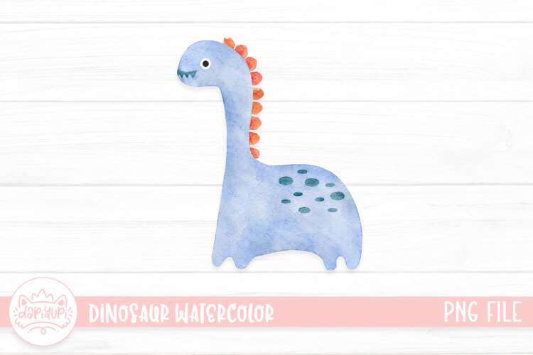 Cute Dinosaur Watercolor Illustration example image 1
