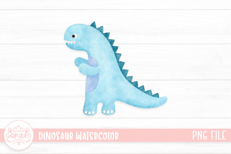 Cute Dinosaur Watercolor Illustration example image 1