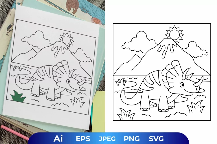 Cute Triceratops Coloring Page