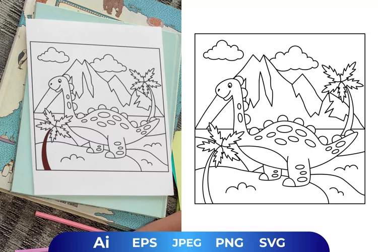 Cute Brontosaurus Coloring Page