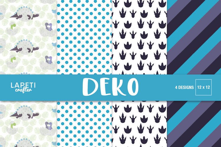 Dinosaur digital paper collection with four coordinated prehistoric designs