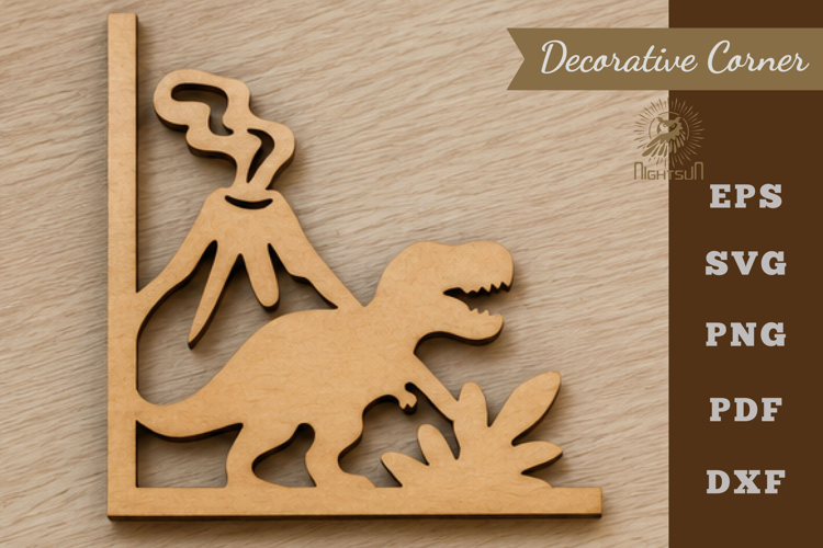 Dinosaur Lasercut Corner SVG example image 1