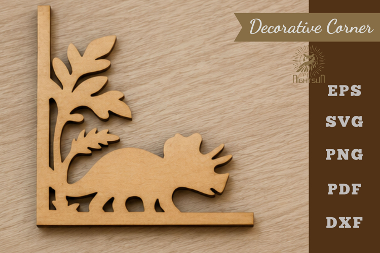 Dinosaur Lasercut Corner SVG example image 1