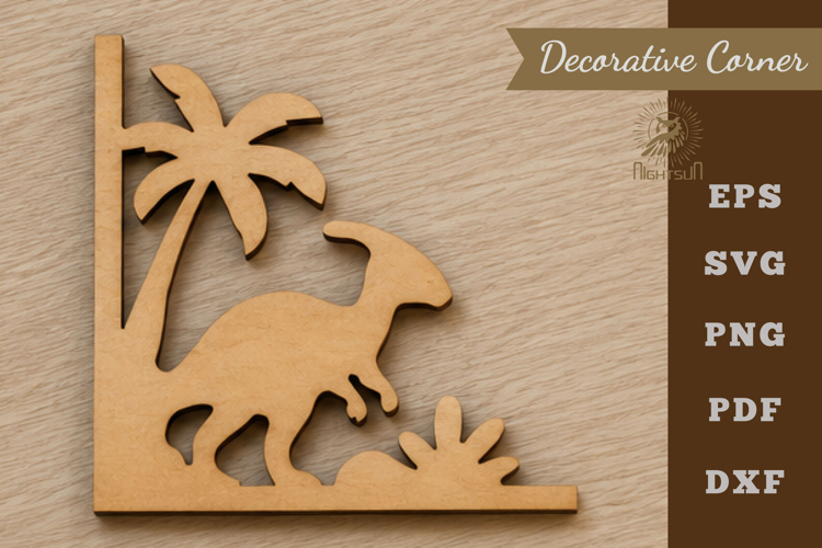 Dinosaur Lasercut Corner SVG example image 1