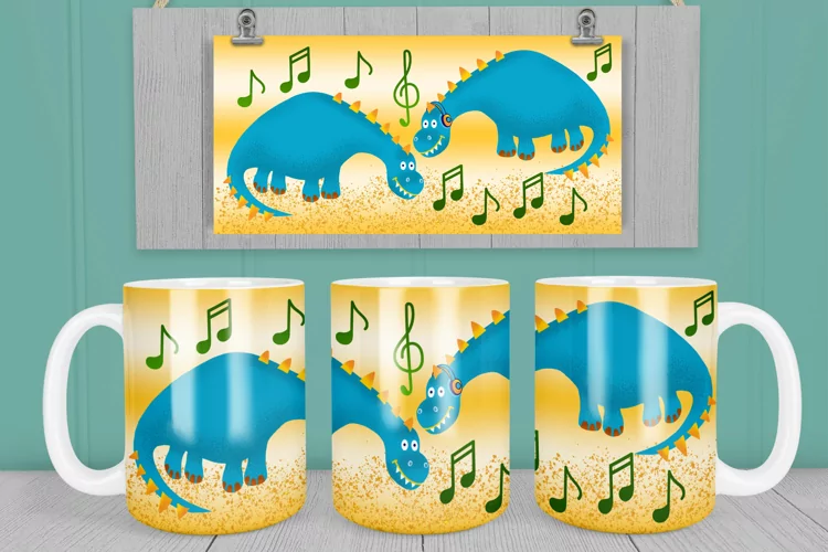 Dinosaurs Mug Sublimation | Mug design wrap