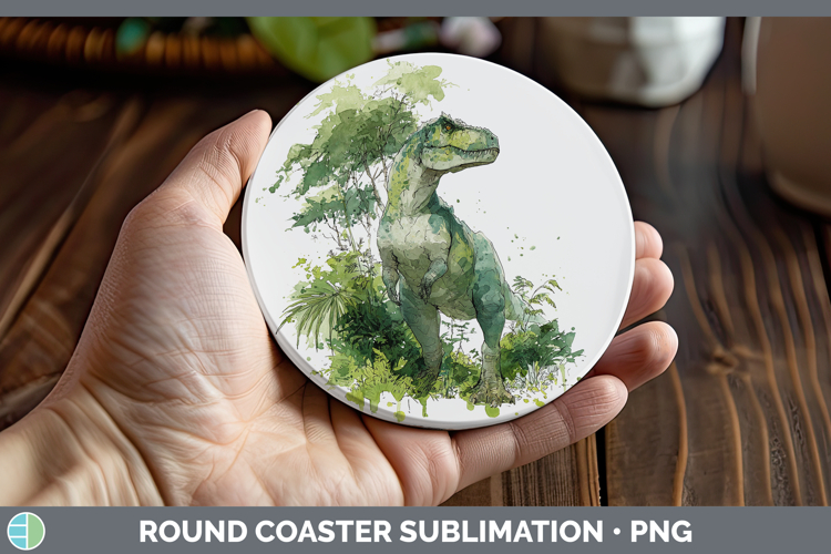 Allosaurus Dinosaur Sketch Round Coaster Sublimation Design