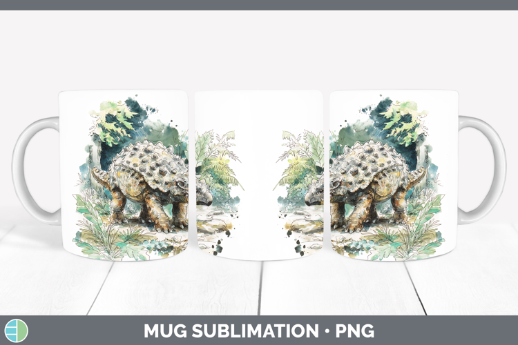 Ankylosaurus Dinosaur Sketch Mug Wrap Sublimation Design