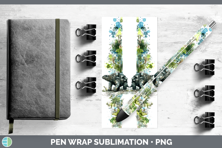 Ankylosaurus Dinosaur Sketch Pen Wrap Sublimation Design