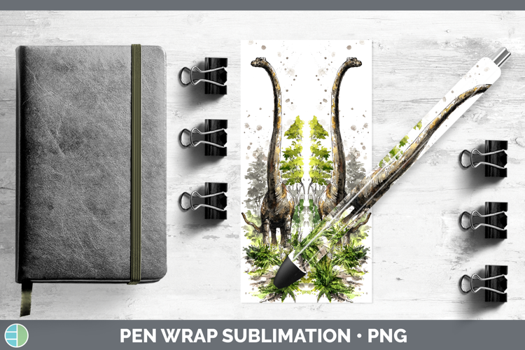 Brachiosaurus Dinosaur Sketch Pen Wrap Sublimation Design