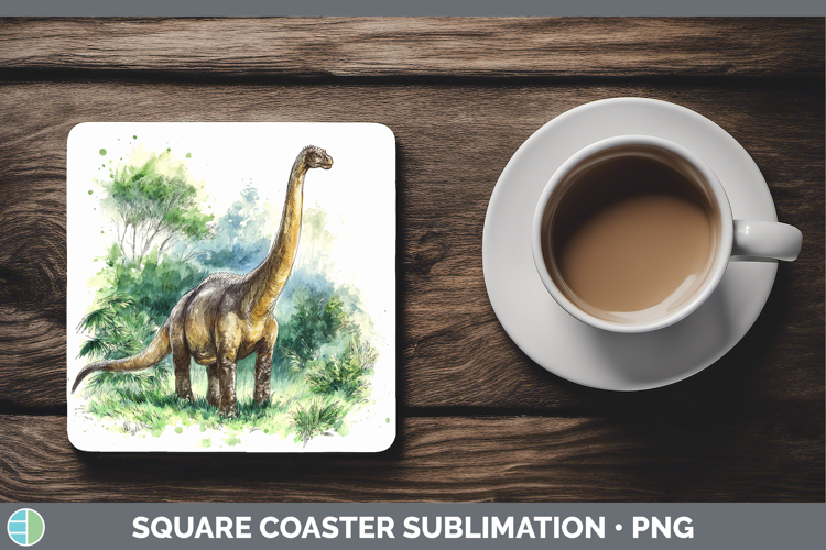 Brachiosaurus Dinosaur Sketch Square Coaster Sublimation Des