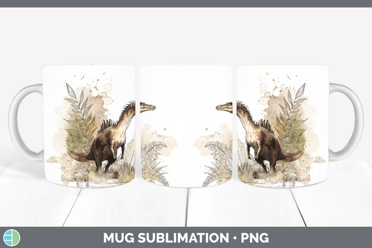 Spinosaurus Dinosaur Sketch Mug Wrap Sublimation Design