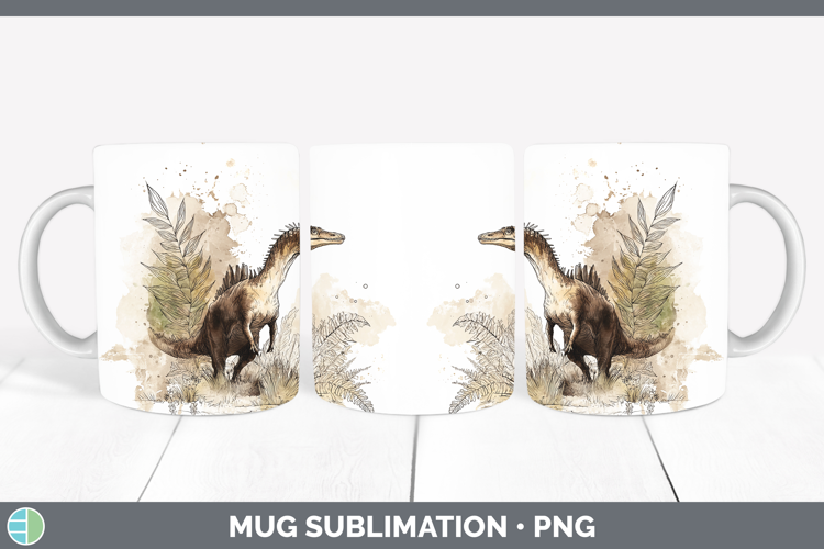 Spinosaurus Dinosaur Sketch Mug Wrap Sublimation Design