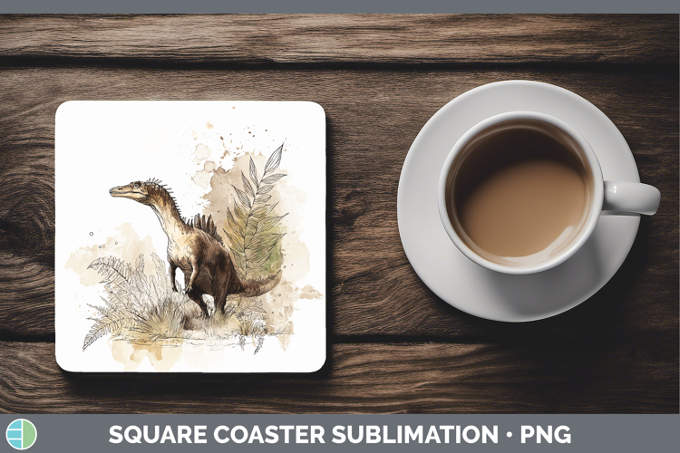 Spinosaurus Dinosaur Sketch Square Coaster Sublimation Desig