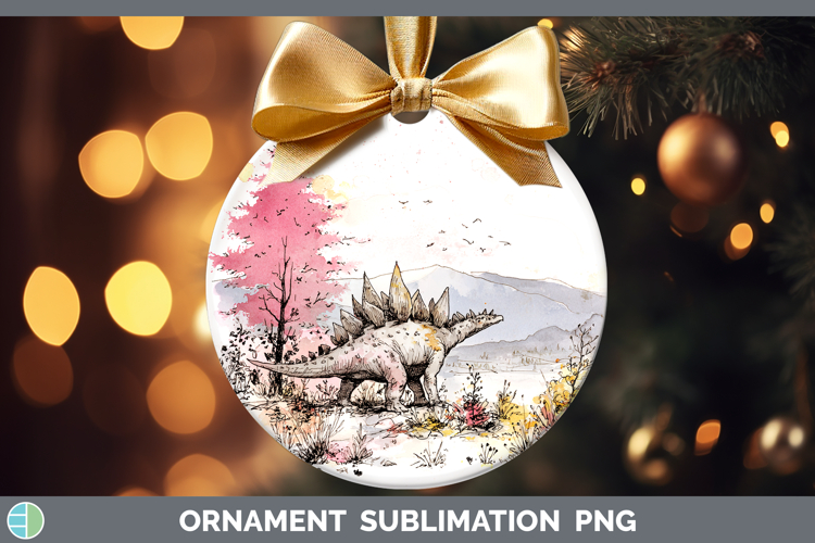 Stegosaurus Dinosaur Sketch Ornament Sublimation Design