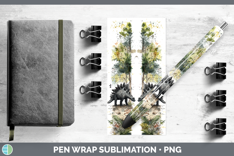 Stegosaurus Dinosaur Sketch Pen Wrap Sublimation Design