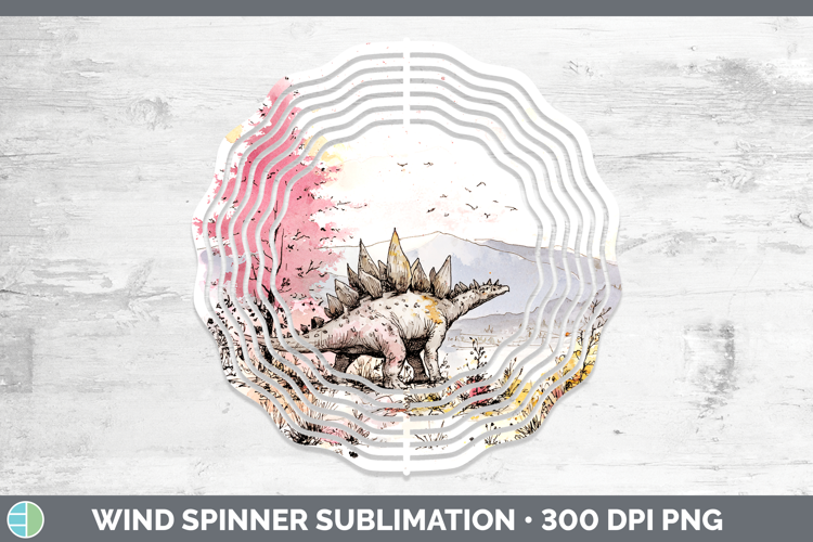 Stegosaurus Dinosaur Sketch Wind Spinner Sublimation Design