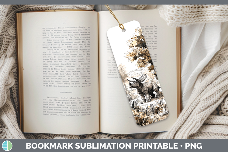 Triceratops Dinosaur Sketch Bookmark Sublimation Design