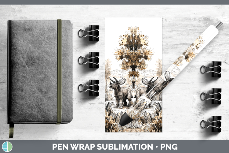 Triceratops Dinosaur Sketch Pen Wrap Sublimation Design