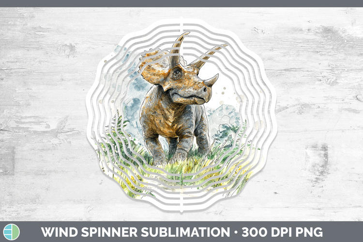 Triceratops Dinosaur Sketch Wind Spinner Sublimation Design