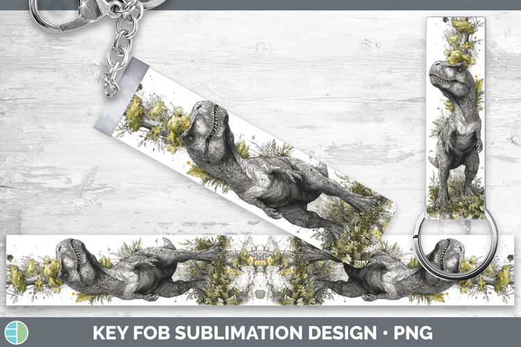 Tyrannosaurus Rex Dinosaur Sketch Key Fob Sublimation Design