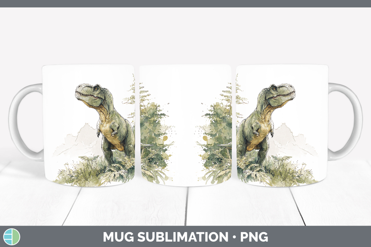 Tyrannosaurus Rex Dinosaur Sketch Mug Wrap Sublimation Desig