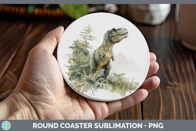 Tyrannosaurus Rex Dinosaur Sketch Round Coaster Sublimation